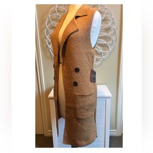 Mustard Long Sweater Cardigan Vest